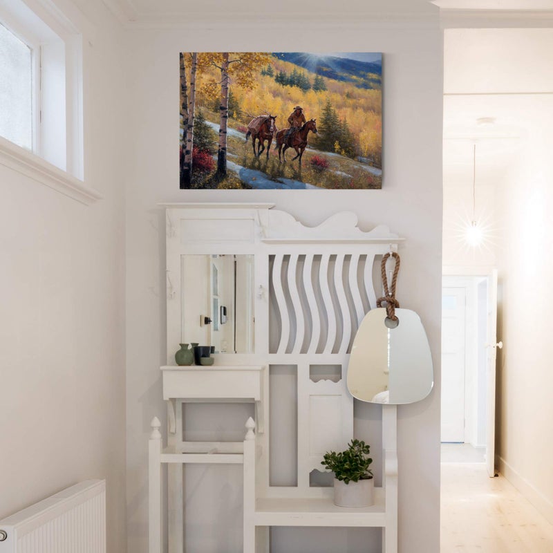Renditions Gallery Canvas Animal Wall Art Home Paintings & Prints Summer Forest Horses Running Abstract Modern Western Botanical Nature Decorations for Office Bedroom Kitchen - 24"x36" LT31 - Image 5